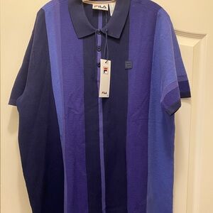 Fila Men's Polo with Navy and Blue Stripes